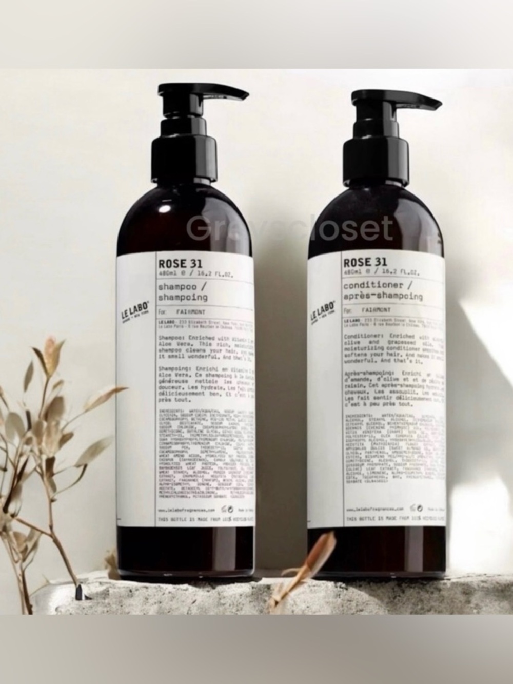 Le LABO ROSE 31 SHAMPOO & CONDITIONER SET – 16.2 oz / 480 ml
